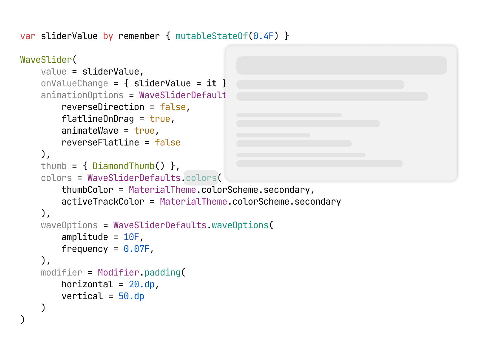WaveSlider code and documentation example