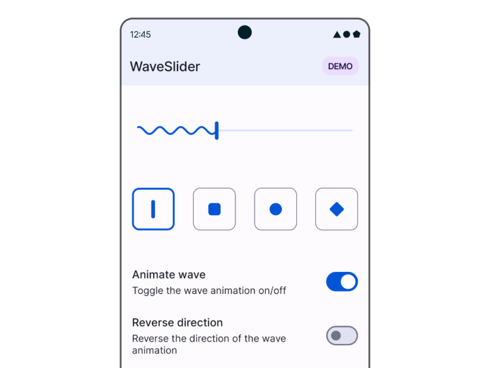 WaveSlider demo application on a phone